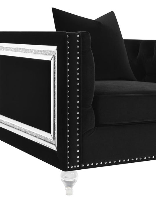 Delilah Upholstered Tufted Tuxedo Arm Chair Black