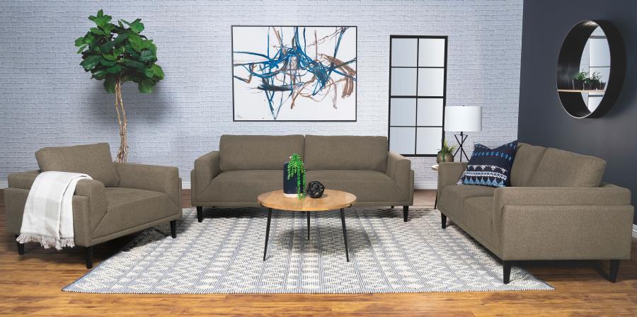 Rilynn Upholstered Track Arms Sofa Brown