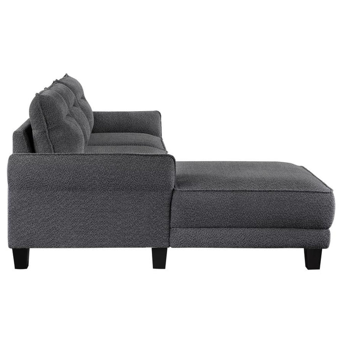 Caspian Upholstered Curved Arms Sectional Sofa Grey