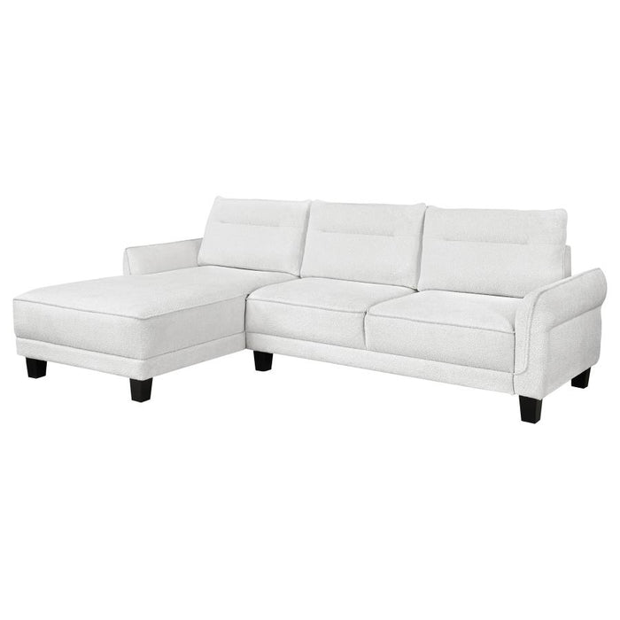 Caspian Upholstered Curved Arms Sectional Sofa White