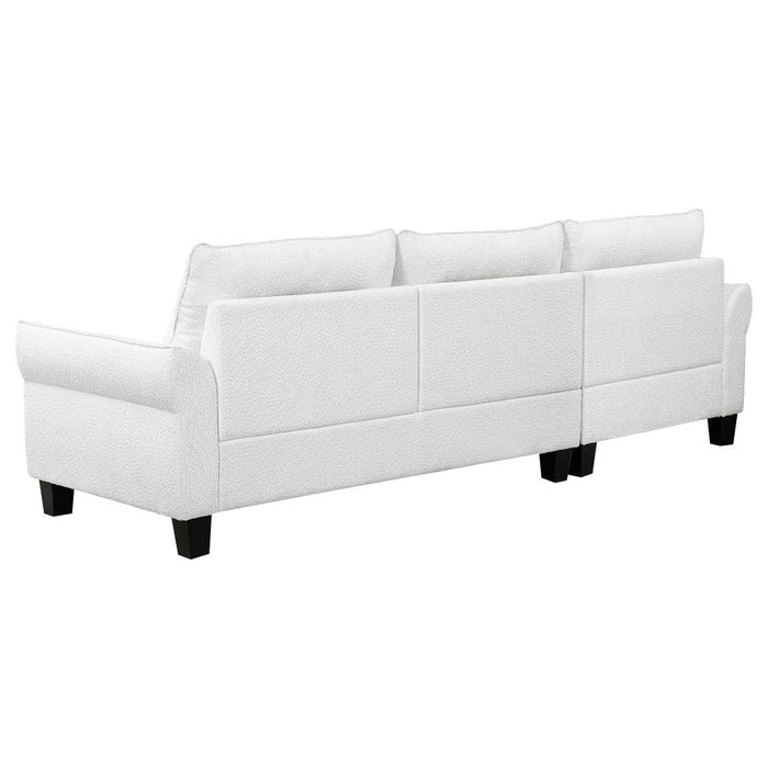 Caspian Upholstered Curved Arms Sectional Sofa White