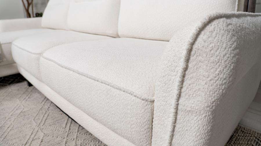 Caspian Upholstered Curved Arms Sectional Sofa White