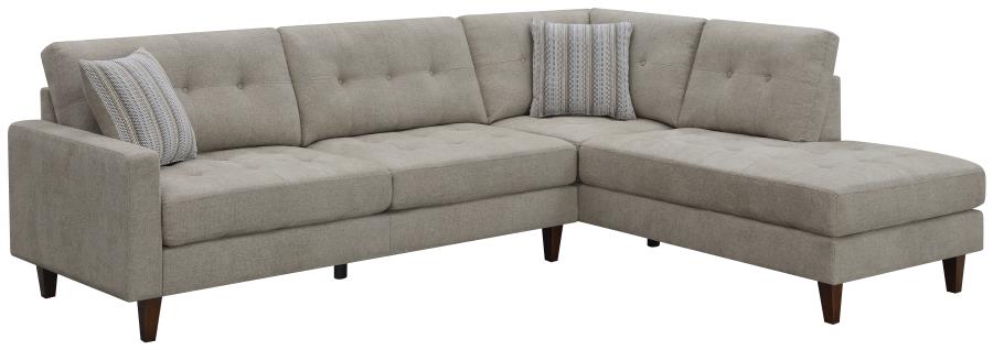 Barton Upholstered Tufted Sectional Toast and Brown