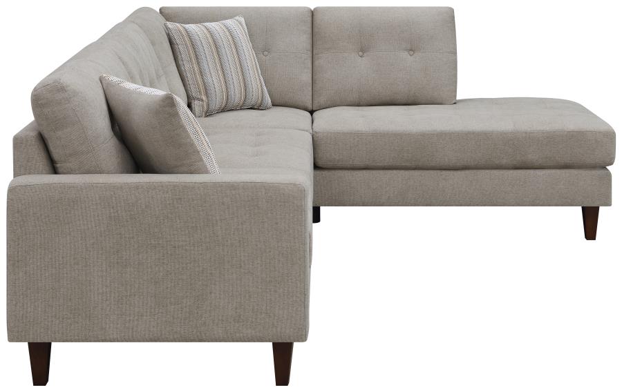 Barton Upholstered Tufted Sectional Toast and Brown