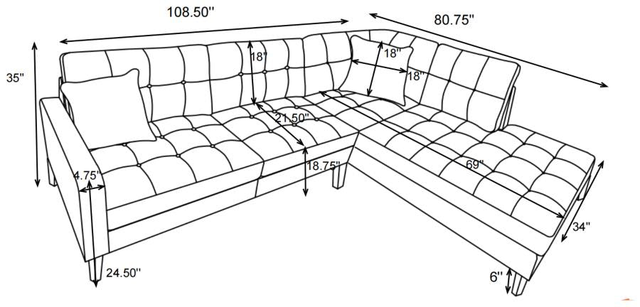 Barton Upholstered Tufted Sectional Toast and Brown