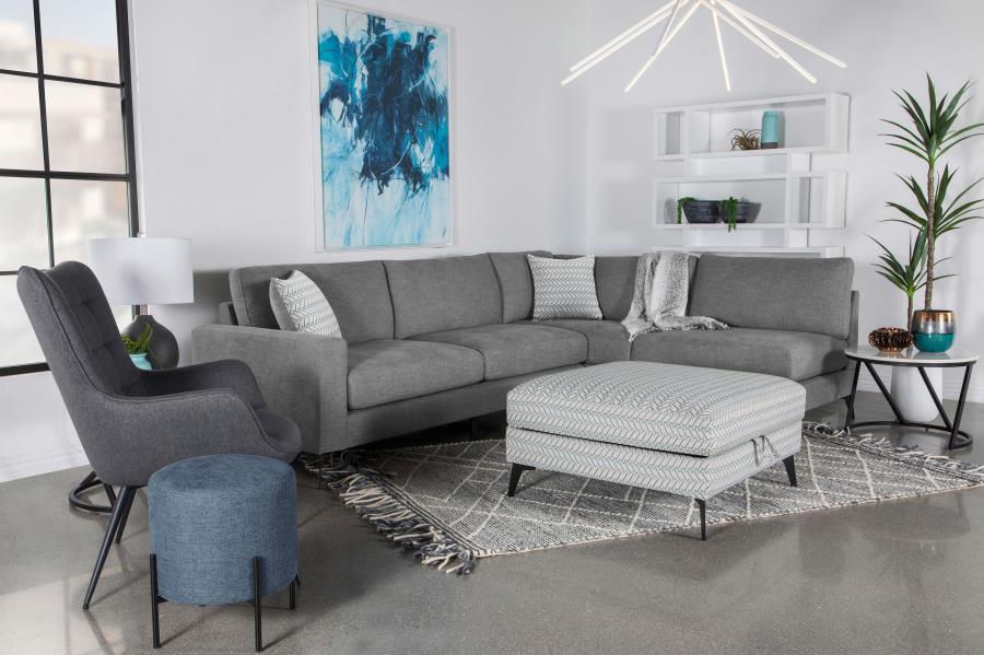 Clint Upholstered Sectional with Loose Back Grey