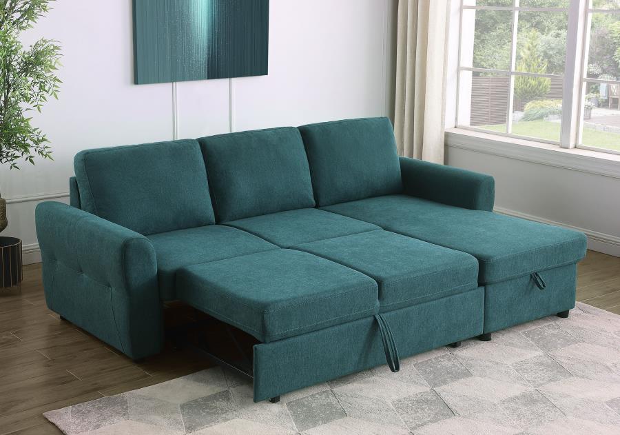 Samantha Sectional W/Sleeper & Storage TEAL