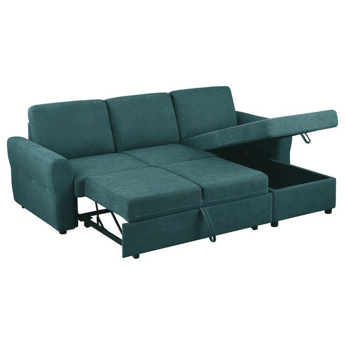 Samantha Sectional W/Sleeper & Storage TEAL