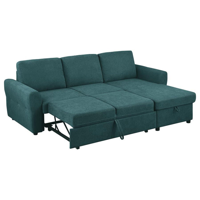 Samantha Sectional W/Sleeper & Storage TEAL