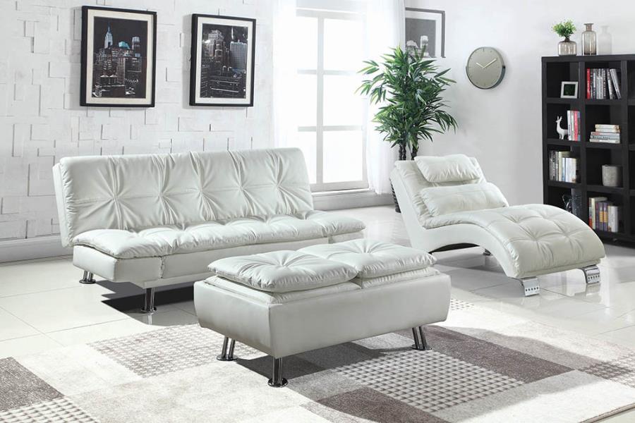 Dilleston Vinyl Chaise White