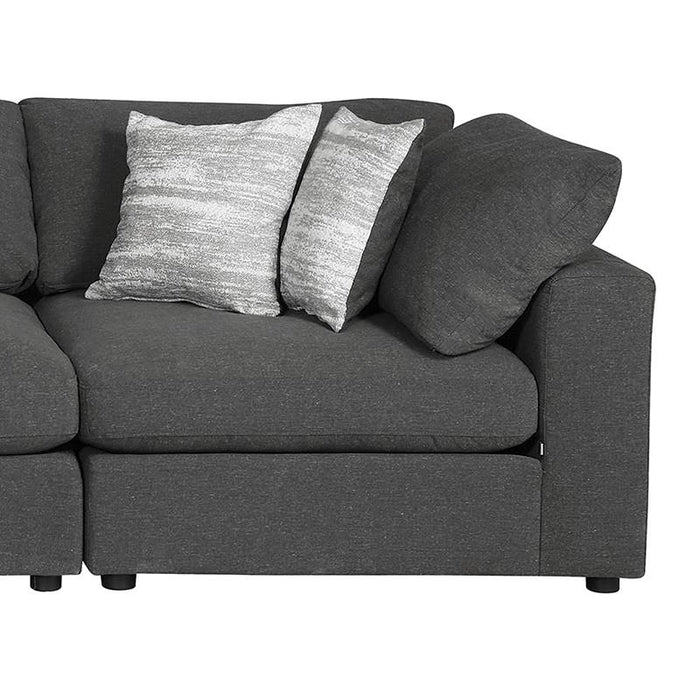 Serene 4-piece Upholstered Modular Sectional Charcoa W/Ottoman