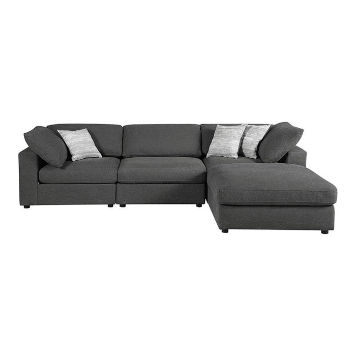 Serene 4-piece Upholstered Modular Sectional Charcoa W/Ottoman