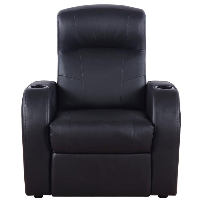 Cyrus Home Theater Top Grain Leather Recliner Black