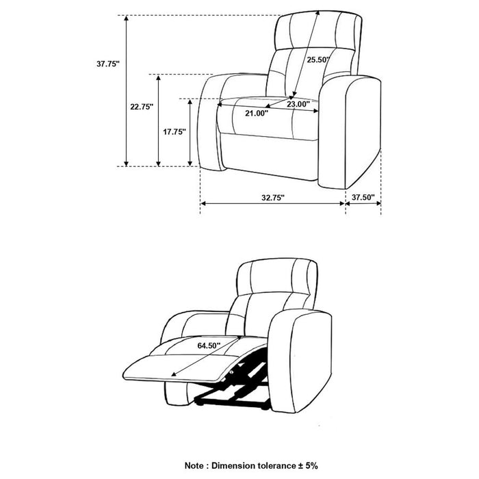 Cyrus Home Theater Top Grain Leather Recliner Black