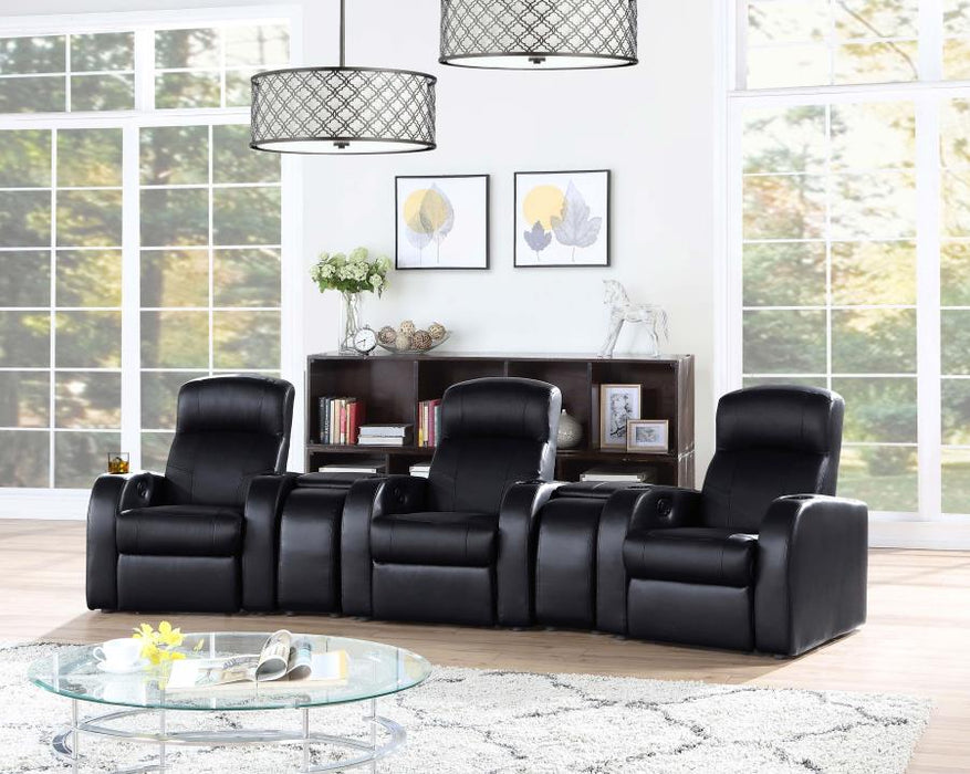 Cyrus Home Theater Top Grain Leather Recliner Black