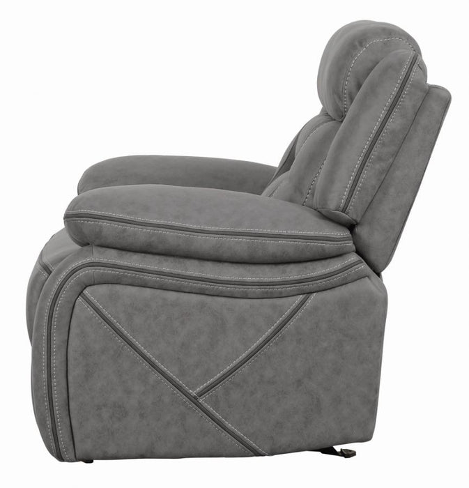 Higgins Overstuffed Upholstered Glider Recliner Grey