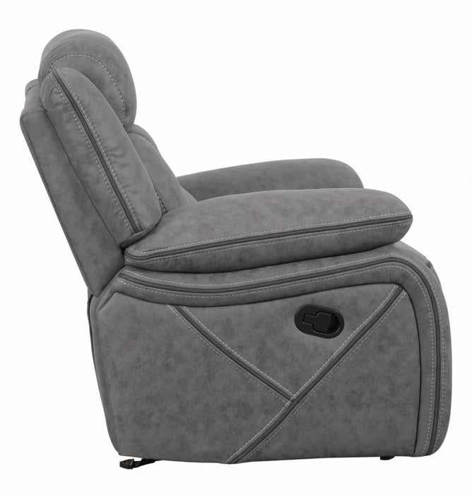 Higgins Overstuffed Upholstered Glider Recliner Grey