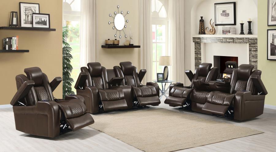 Delangelo Power Reclining Sofa BROWN