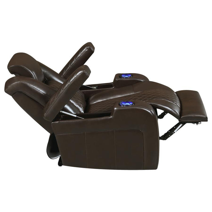 Delangelo Power^2 Recliner with Cup Holders Brown