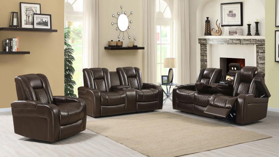 Delangelo Power^2 Recliner with Cup Holders Brown