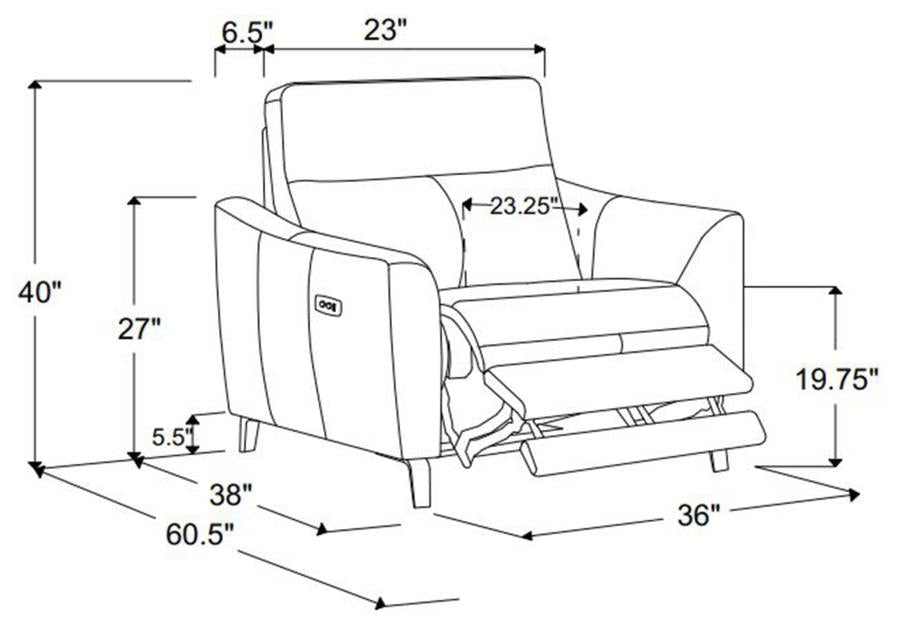 Derek Upholstered Power Recliner LITE GREY