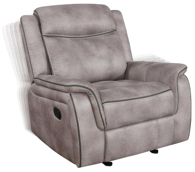 Lawrence Upholstered Tufted Back Glider Recliner TAUPE