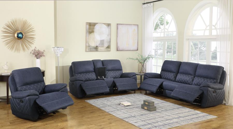 Variel Upholstered Tufted Motion Sofa BLUE