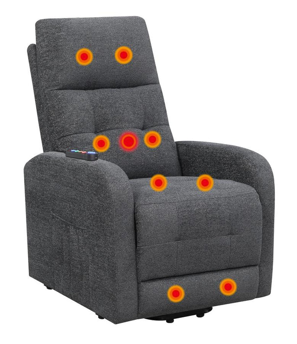 Howie Tufted Upholstered Power Lift Recliner Charcoal