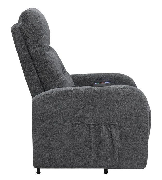 Howie Tufted Upholstered Power Lift Recliner Charcoal