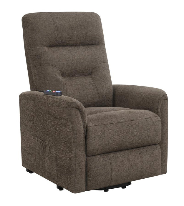 Henrietta Power Lift Recliner with Storage Pocket Brown