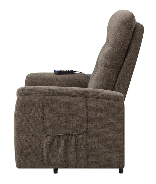 Henrietta Power Lift Recliner with Storage Pocket Brown