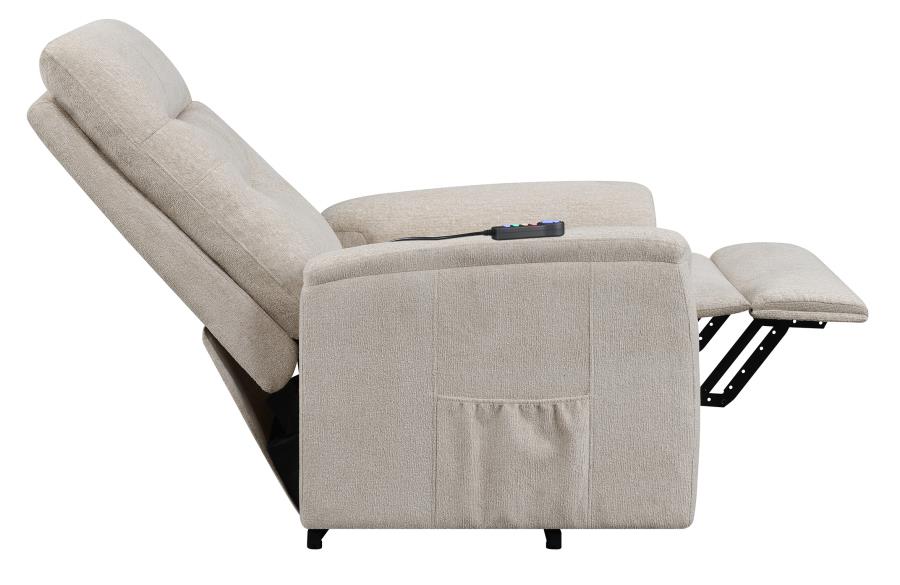 Henrietta Power Lift Recliner with Storage Pocket Beige