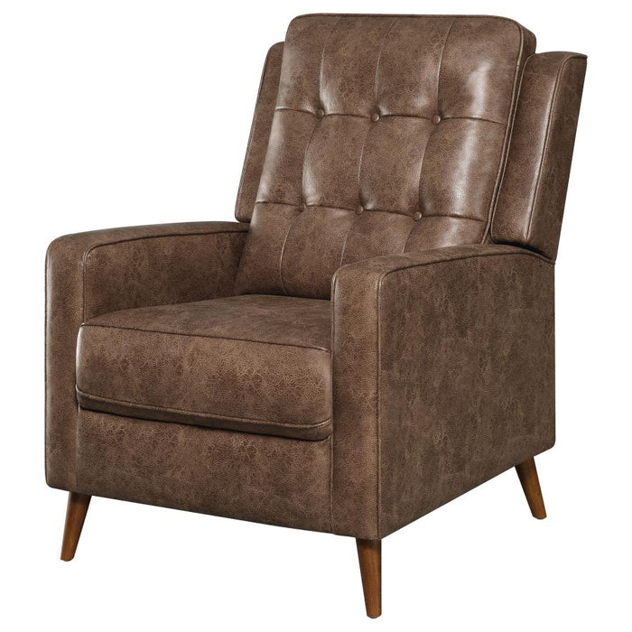 Davidson Upholstered Tufted Push Back Recliner Brown