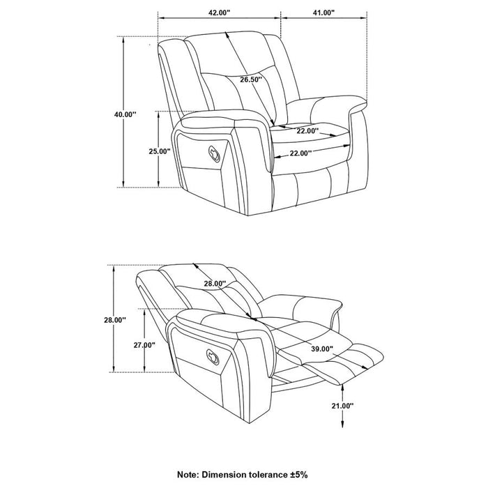 Conrad Upholstered Motion Glider Recliner Grey