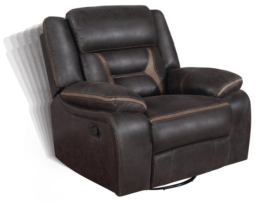 Greer Upholstered Tufted Back Glider Recliner DARK BROWN