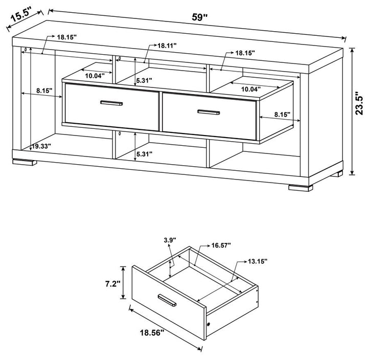 Darien 2-drawer Rectangular 59" TV Console WHITE