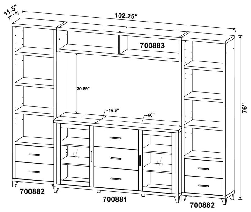 Lewes 4-piece Entertainment Center CAPPUCCINO ONLY