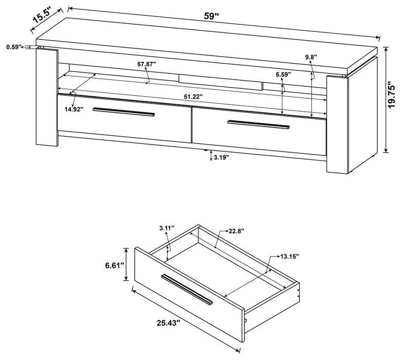 Elkton 2-drawer 59" TV Console WEATHERED BROWN