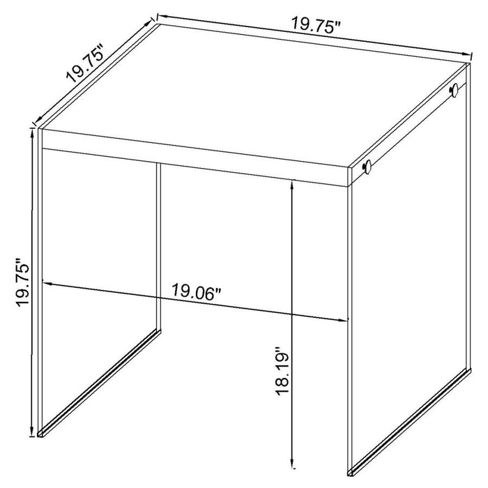 Opal Square End Table With Clear Glass Legs White High Gloss