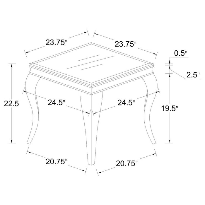 Luna Square End Table Chrome and Black