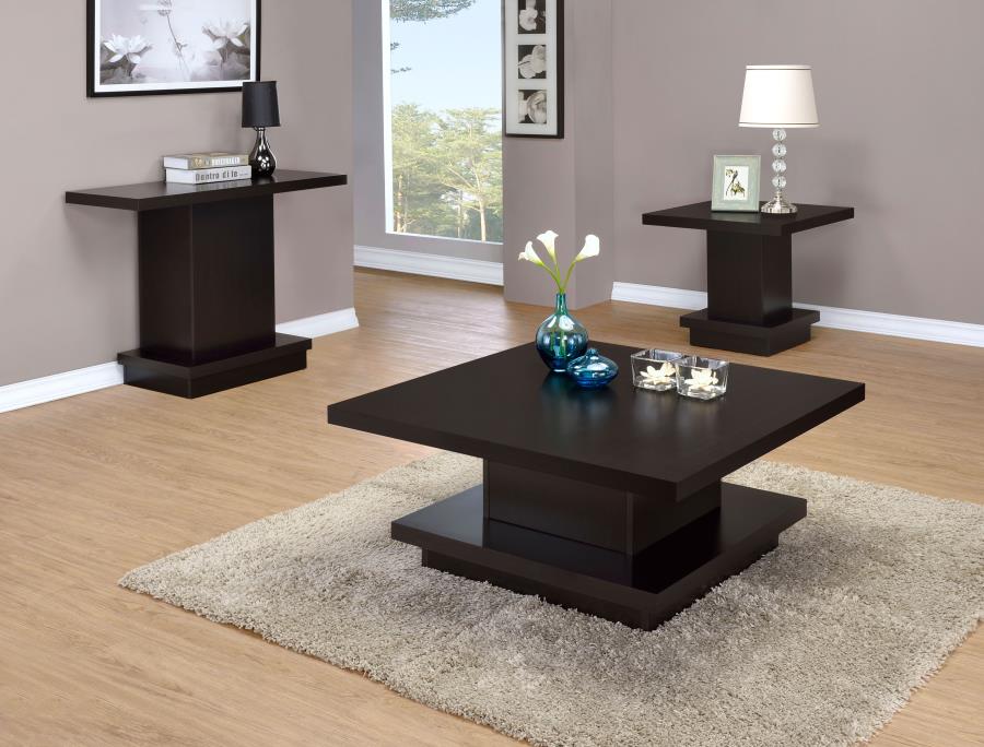 Reston Pedestal Square End Table Cappuccino