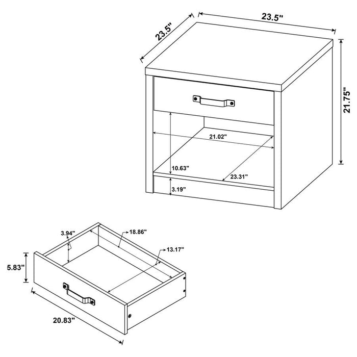 Felix 1-drawer Square Engineered Wood End Table Grey Driftwood