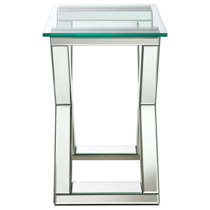 Bonnie X-base Rectangle Glass Top End Table Mirror