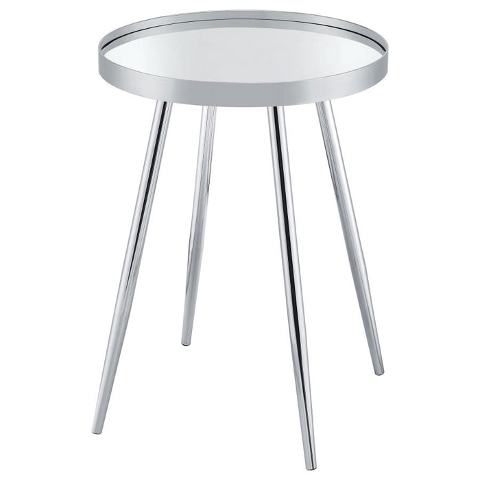 Kaelyn Round Mirror Top End Table Chrome