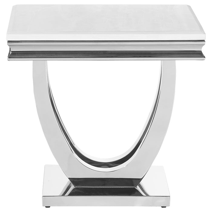 Kerwin U-base Square End Table White and Chrome