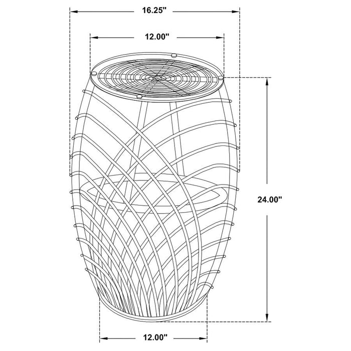 Dahlia Round Glass Top Woven Rattan End Table Natural Brown