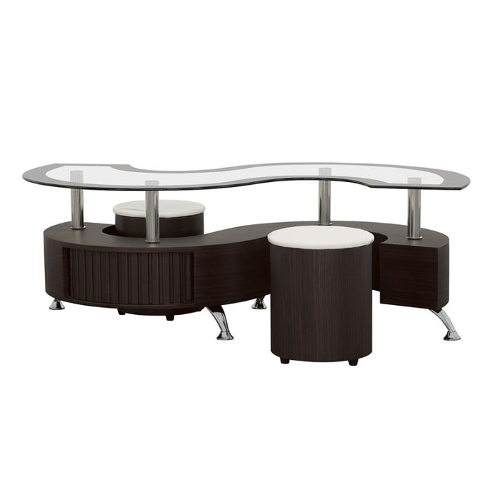 Buckley 3-piece Coffee Table and Stools Set Cappuccino