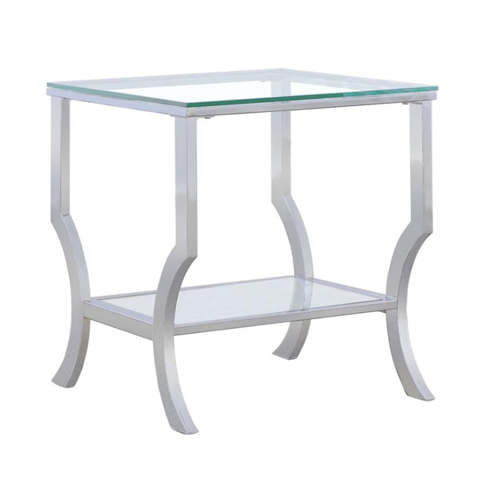 Saide Rectangular Coffee Table with Mirrored Shelf Chrome