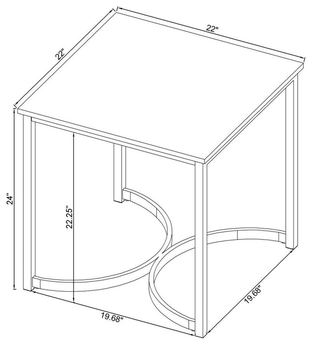 Leona Faux Marble Square End Table White and Satin Nicke