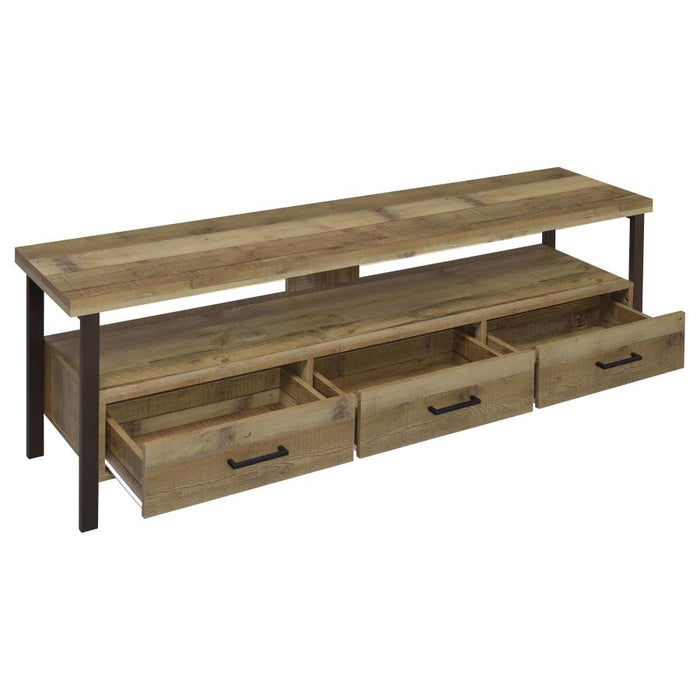 Ruston 71" 3-drawer TV Console WEATHERED PINE ONLY